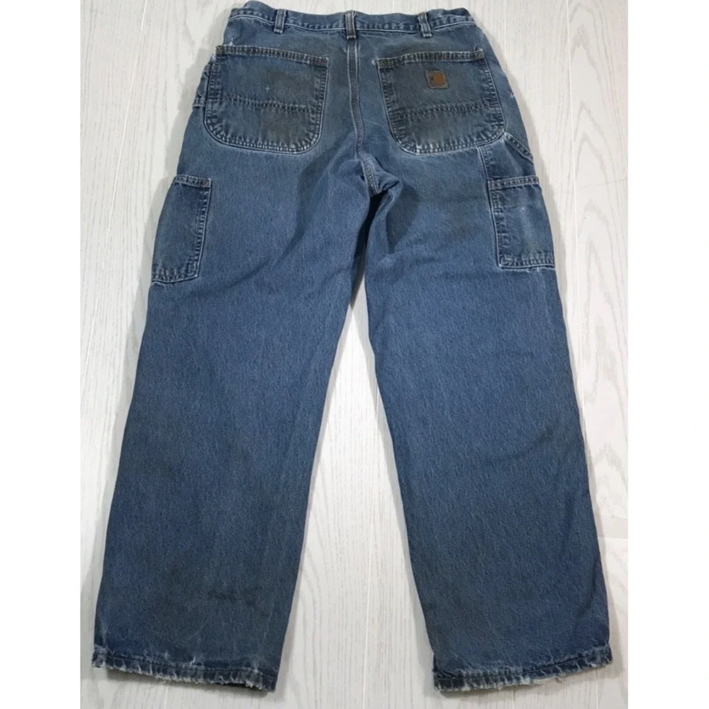 Carhartt FR Jeans Mens 30x29 Blue Flame Resistant Workwear Utility Denim Grunge